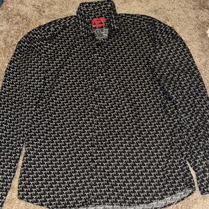 Hugo Boss Black and White Patterned Shirt